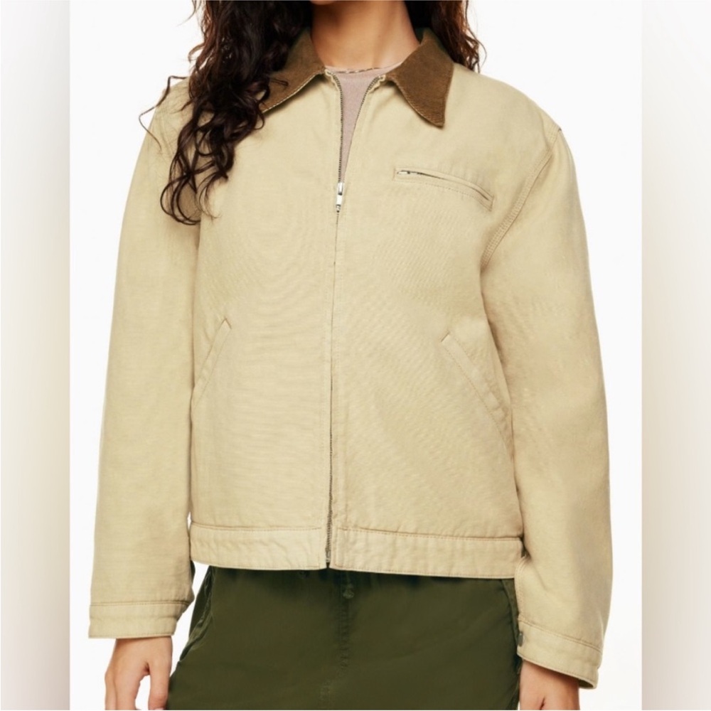 Aritzia TNA Beige Barkley Utility Jacket with Brown Corduroy Collar